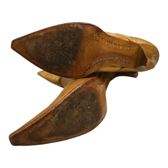 Gold Leather RUDEL Snip Toe Western Cowgirl Boots sz 7 - Picture 9 of 11